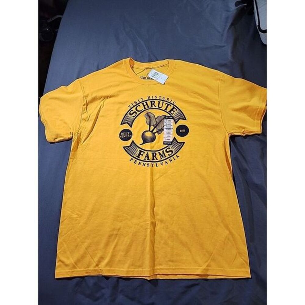The Office TV Show Schrute Farms T-shirt Official Licensed NWT Yellow Dwight XL